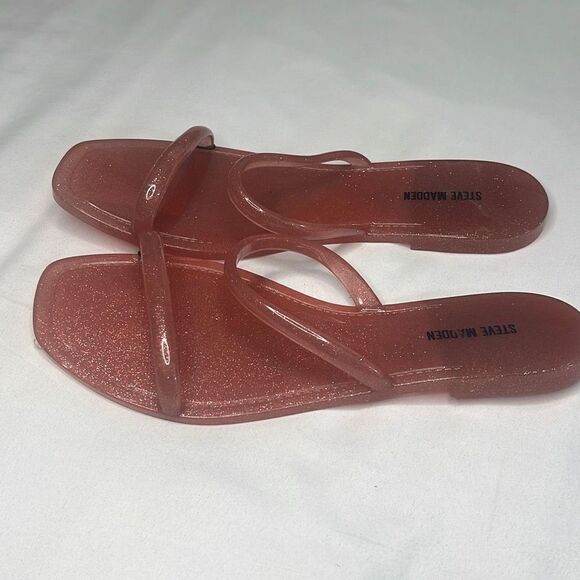 Steve Madden Women’s Pike Pink Glitter Jelly Flat Slide Sandals Size 8 - Picture 6 of 6